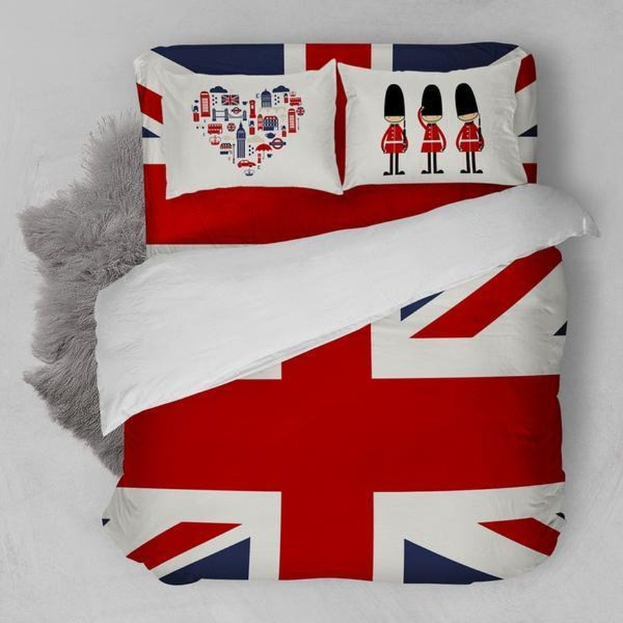 London Heart Flat Bedding Set Duvet Cover Set