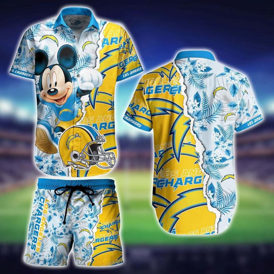 Los Angeles Chargers NFL Hawaiian Shirt And Short Mickey Graphic Tropical 3D Printed Gift For Men Women