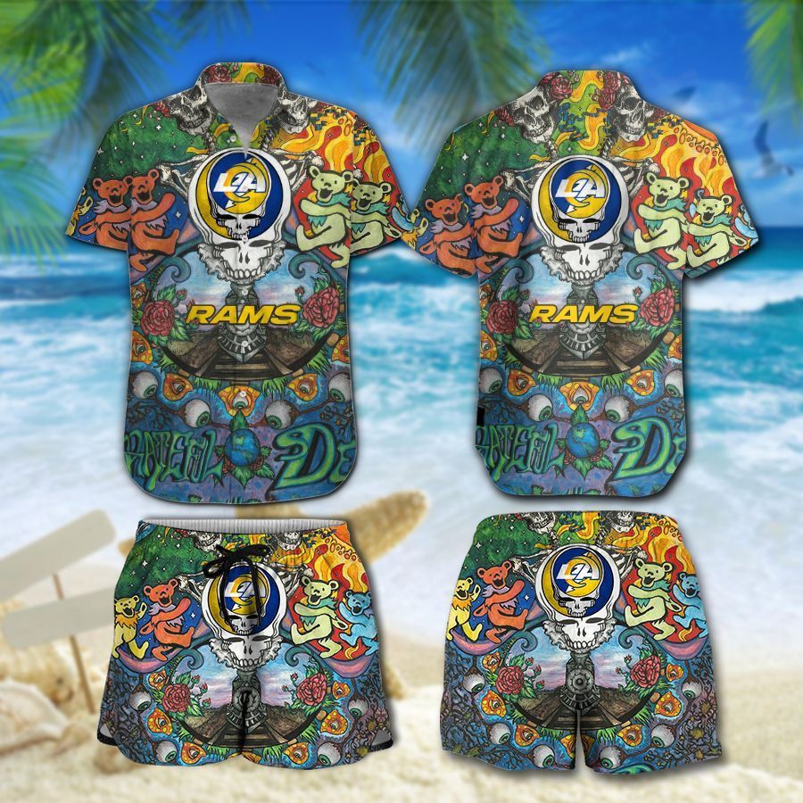 Los Angeles Rams Grateful Dead NFL Gift For Fan Hawaii Shirt and Shorts Summer Collection 6 H97