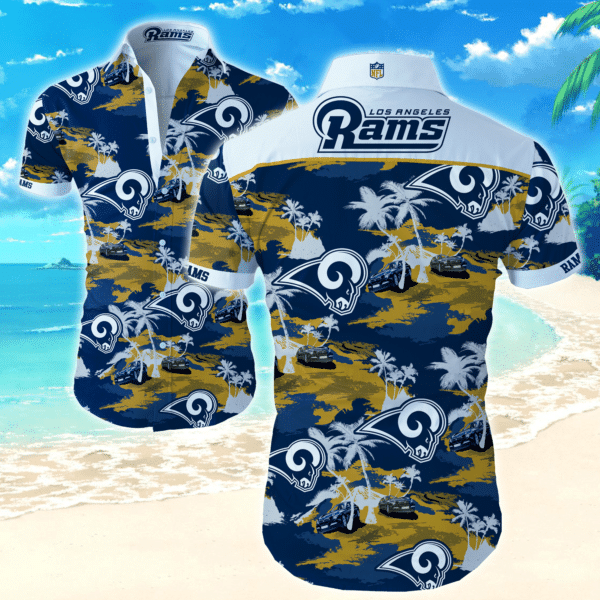 Los Angeles Rams Nfl 2 Hawaiian Graphic Print Short Sleeve Hawaiian Shirt L98
