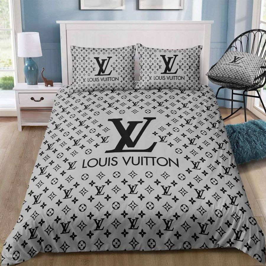 Louis Vuitton Grey Monogram Comforter Bedding Set