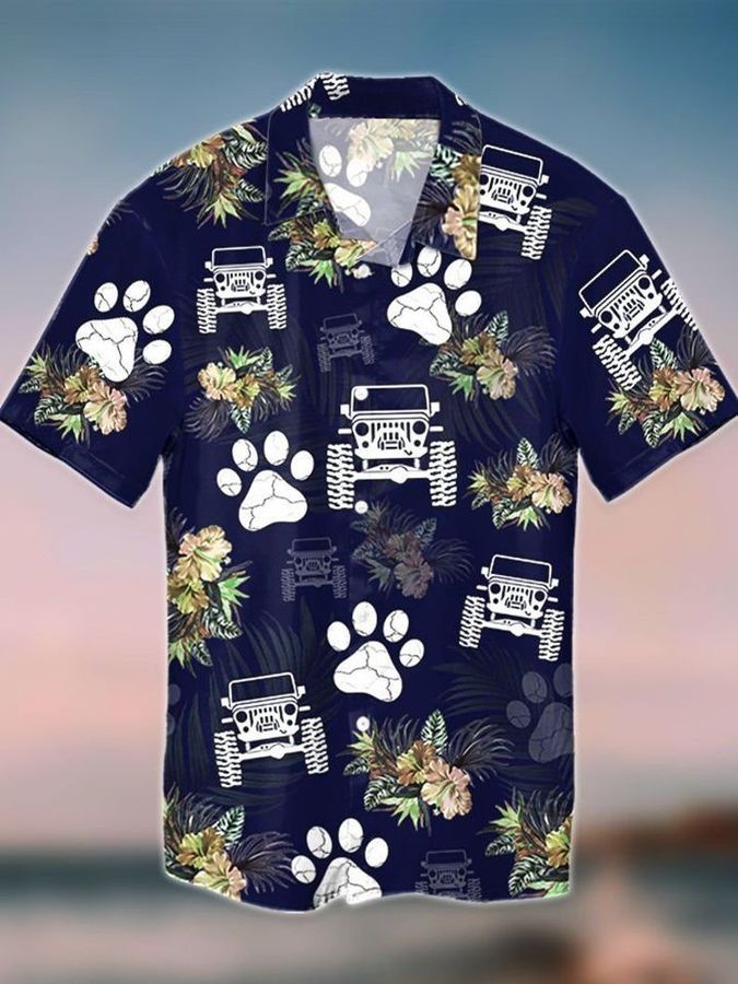 Love Jeep Car IV Graphic Print Short Sleeve Hawaiian Casual Shirt N98