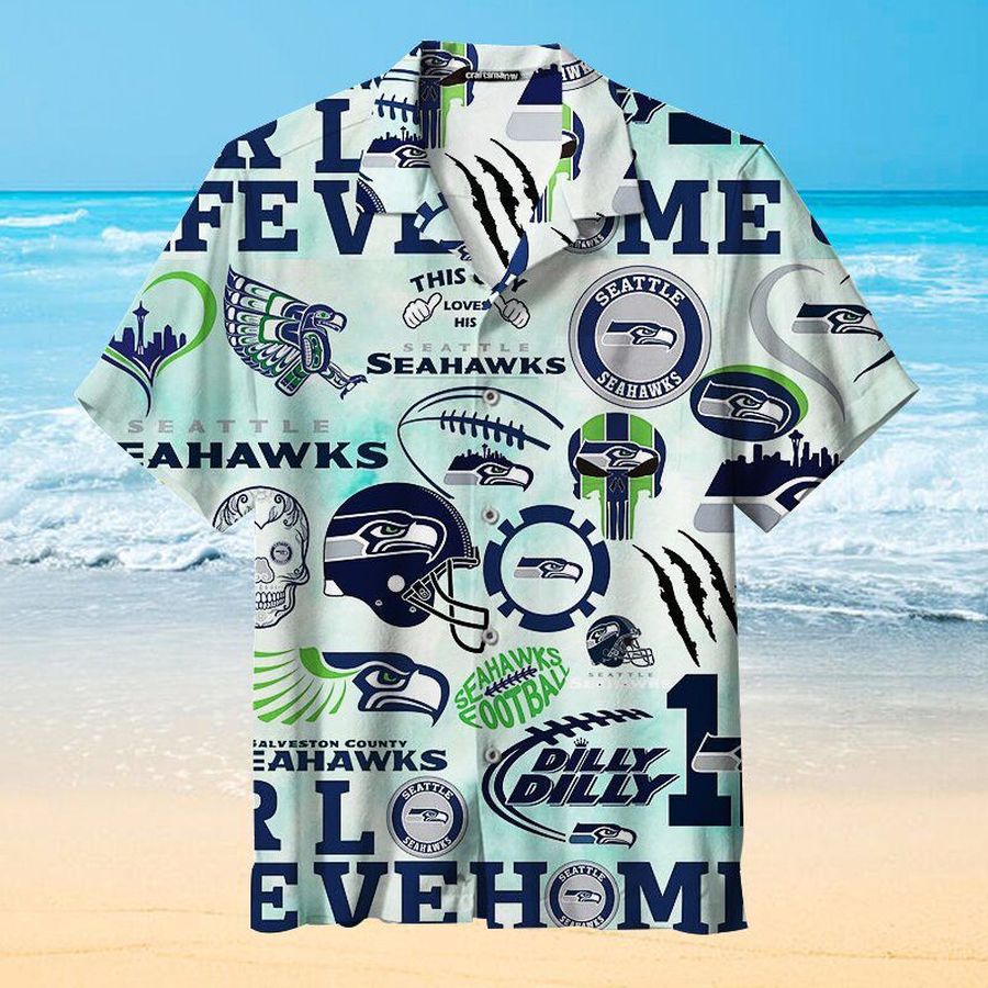 Love My Seattle Seahawks Nfl Hawaiian Graphic Print Short Sleeve Hawaiian Shirt size S - 5XL
