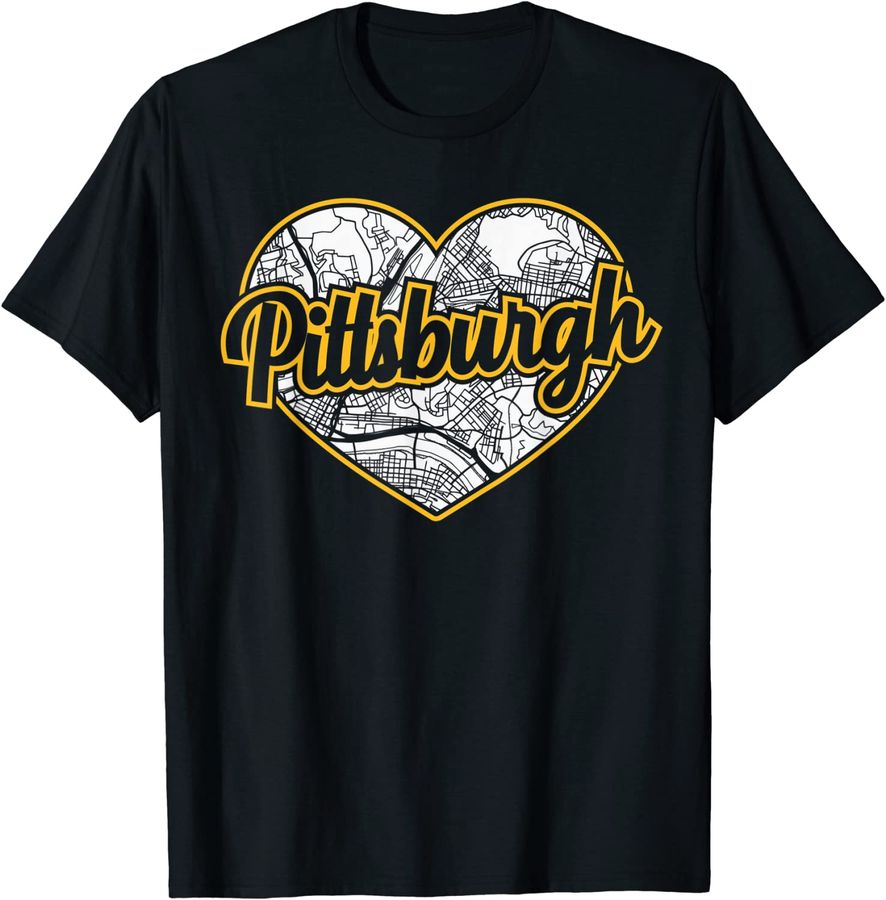 Love Pittsburgh Baseball Hockey Heart City Map