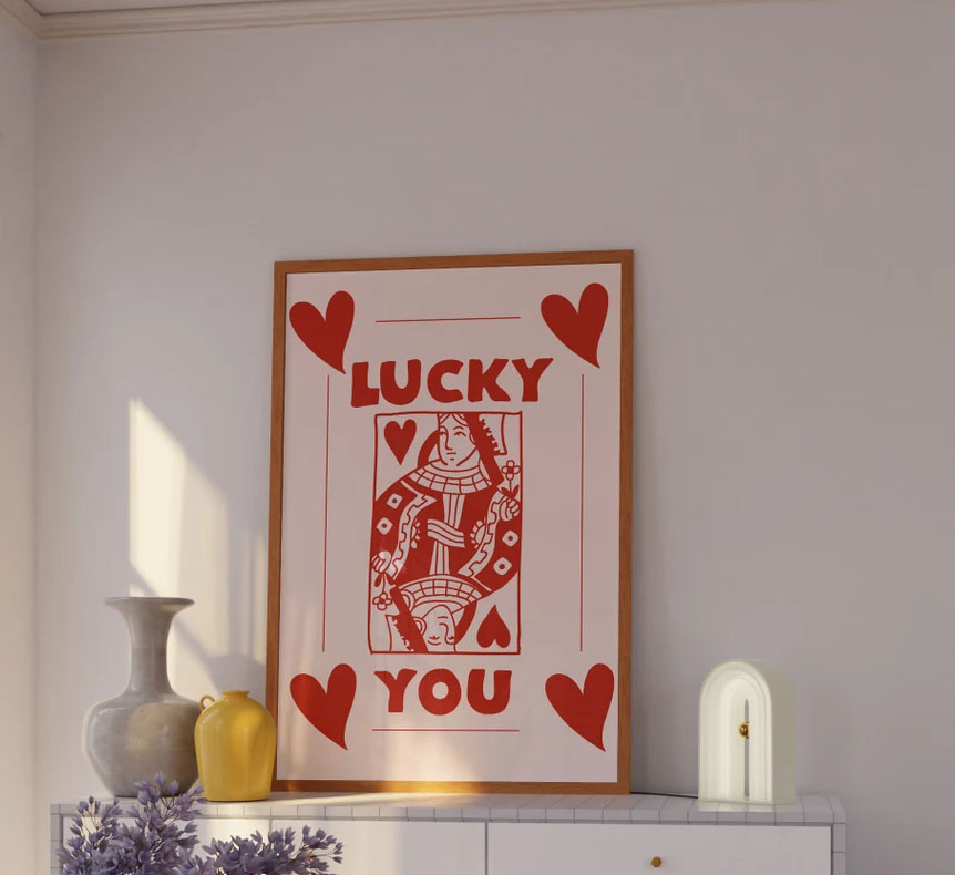 Lucky You Retro Trendy Aesthetic Wall Art Poster