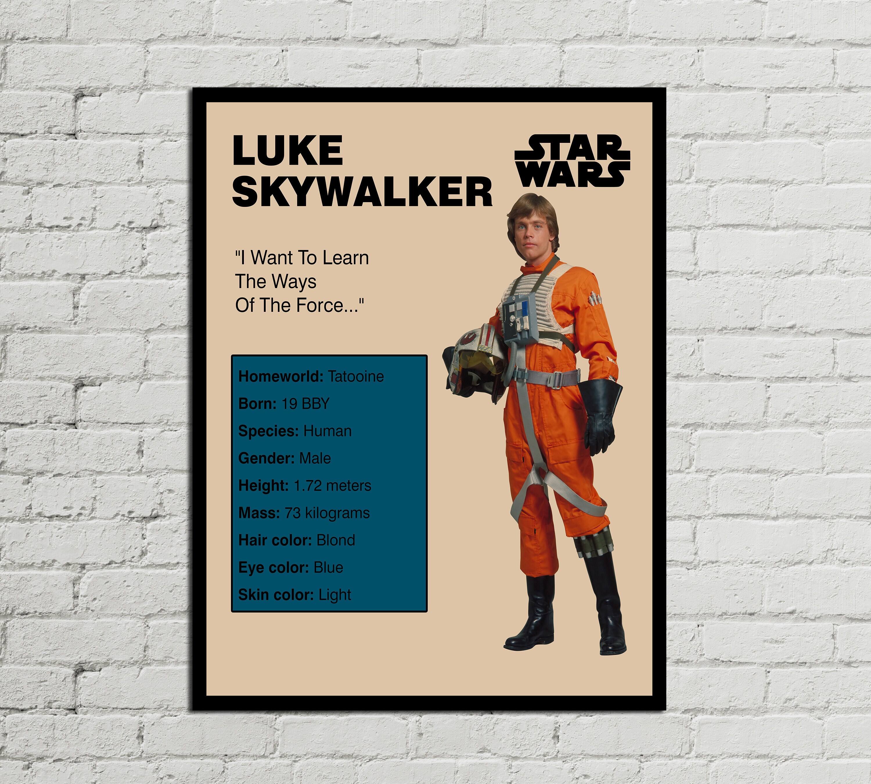 LUKE SKYWALKER POSTER - Star Wars Poster - Minimalist Art - Vintage Inspired Poster - Digital Download - Printable Art - Wall Art - Fan Art