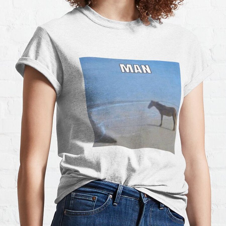 Man Horse by Ocean Meme Classic T-Shirt