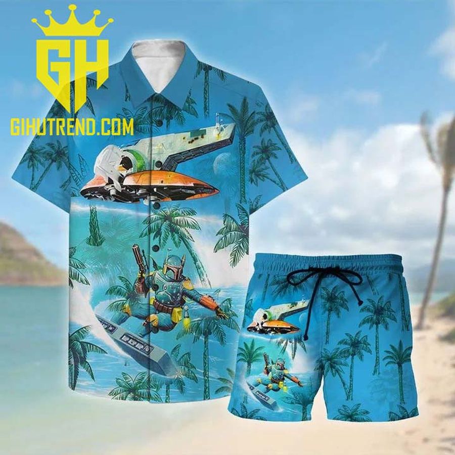 Mandalorian Surfing Hawaiian Shirt And Hawaiian Shorts