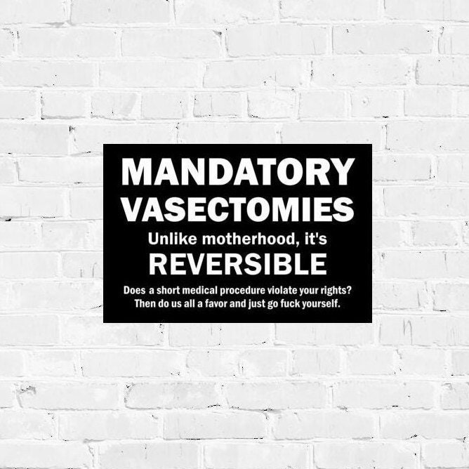 Mandatory Vasectomies PRINTABLE Poster, Women's March, Roe v Wade, pro-choice protest sign