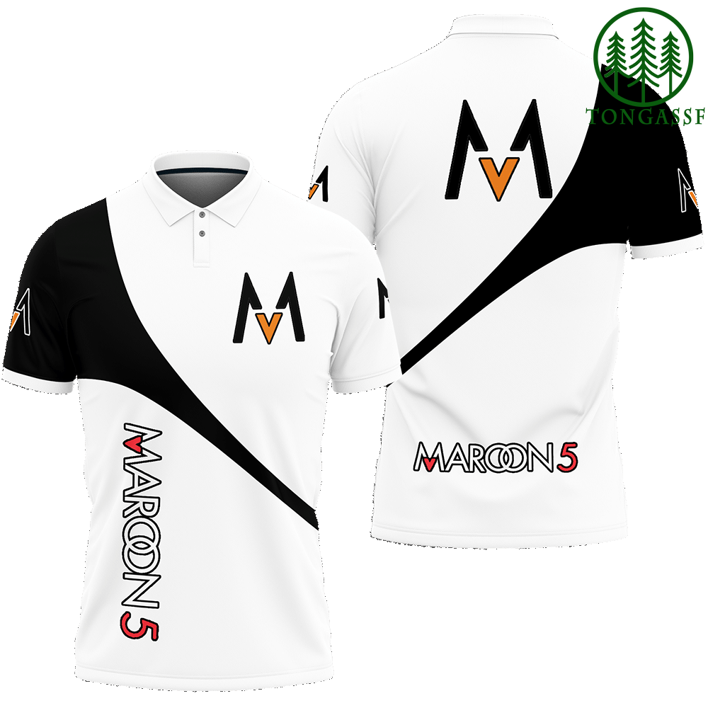 MAROON 5 basic White 3D Polo Shirt