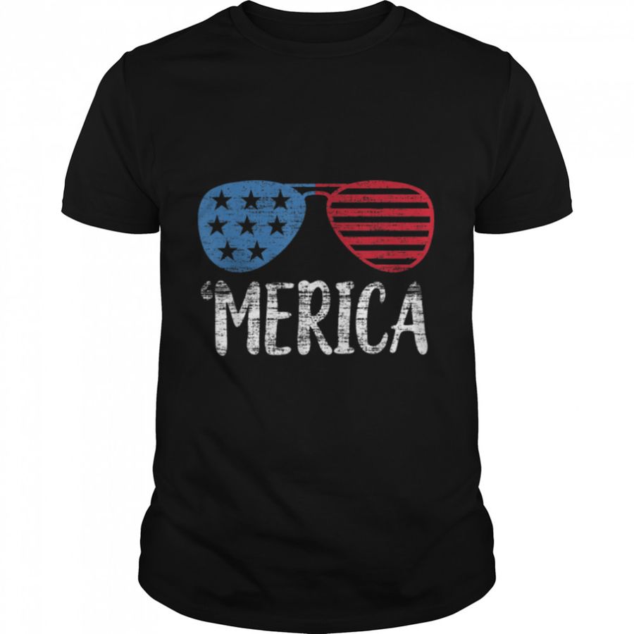Merica Sunglasses 4th of July T shirt Kids Boys Girls Men US T-Shirt B0B4K22466