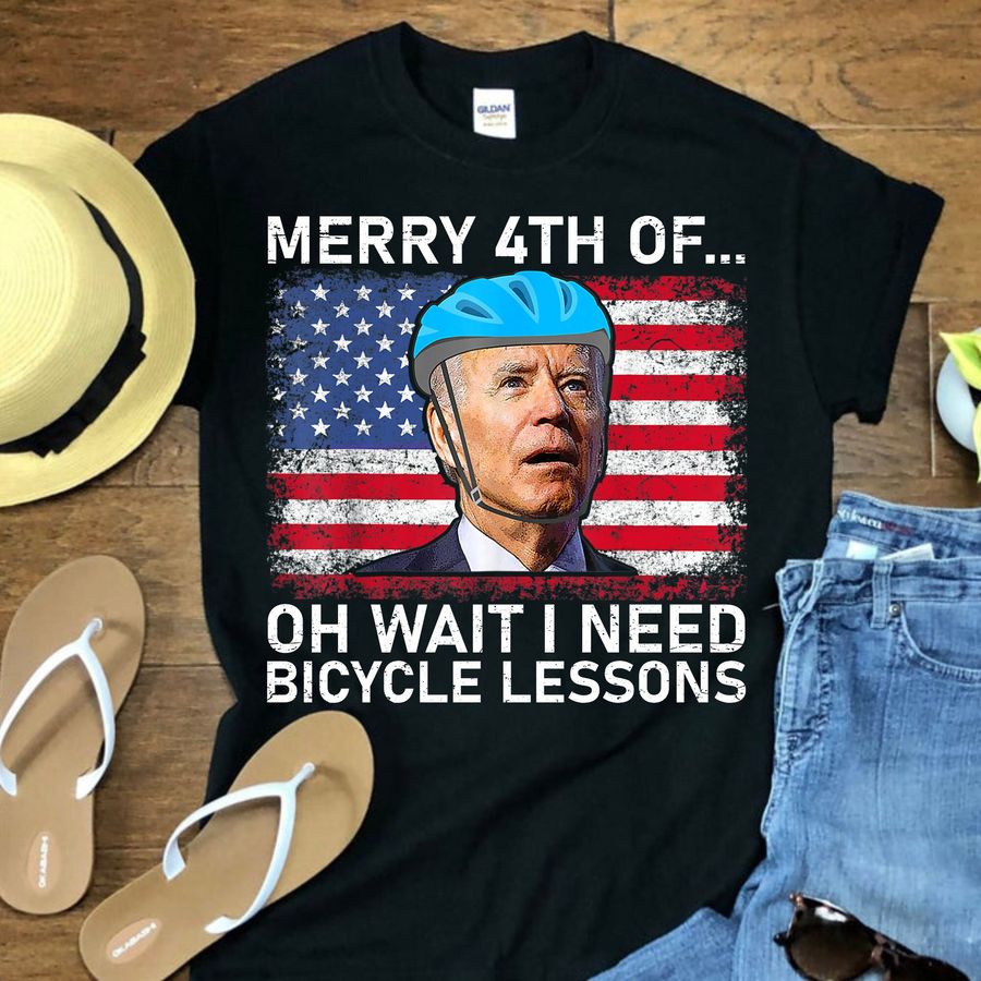 Merry 4th Of July Oh Wait I Need Bicycle Lessons Biden Falling Off Bicycle Unisex T-Shirt