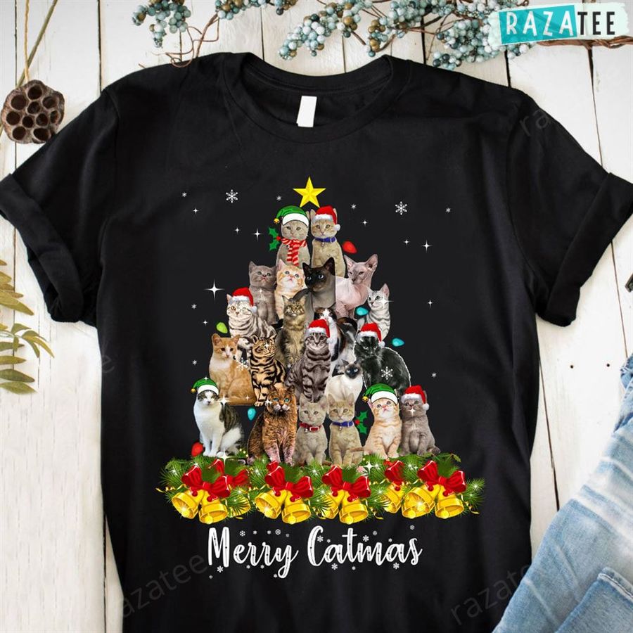 Merry Catmas Xmas Gift Funny Cat Christmas T Shirt
