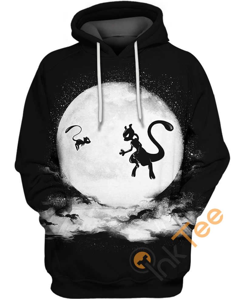 Mew And Mewtwo On Moon Hoodie 3D