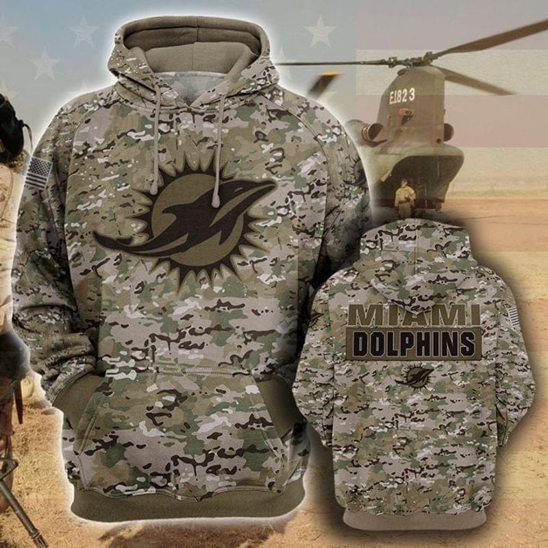 Miami Dolphins Camo Pullover And Zippered Hoodies Custom 3D Graphic Printed 3D Hoodie For Men For Women