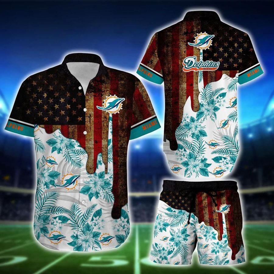 Miami Dolphins NFL – Hawaiian Shirt And Short Trends Summer, Vintage US Flag Best Gift For Men Women