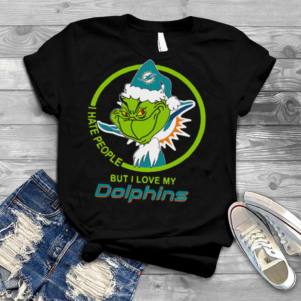 Miami Dolphins NFL Christmas Grinch Santa I Hate People But I Love My Dolphins shirt