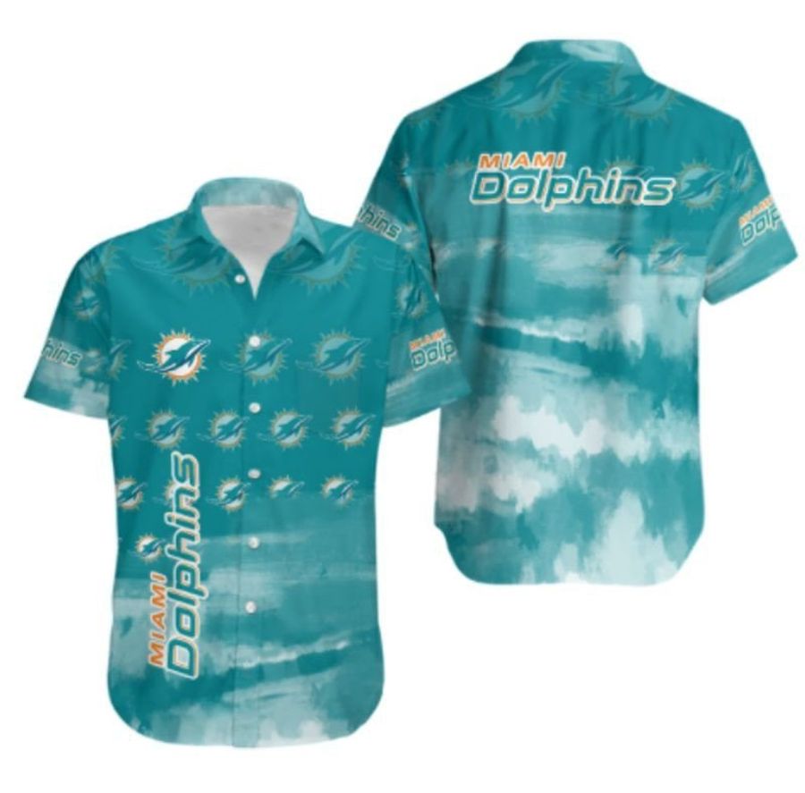 Miami Dolphins NFL Gift For Fan Hawaiian Graphic Print Short Sleeve Hawaiian Shirt H97 - 710