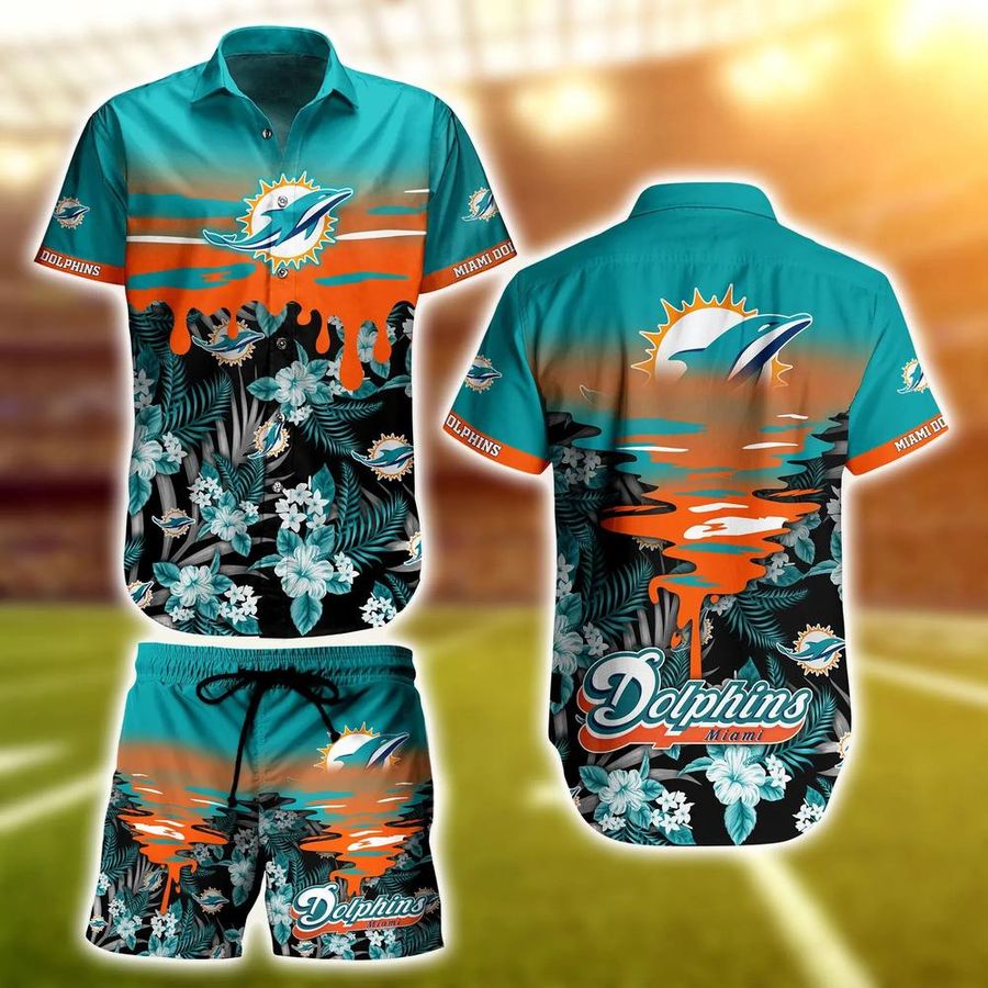 Miami Dolphins NFL Hawaiian Shirt And Short Tropical Pattern Beach Shirt New Trends Gift For Best Fan