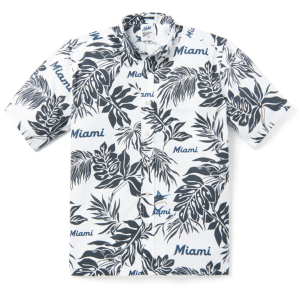 Miami Marlins Aloha Mlb Hawaiian Graphic Print Short Sleeve Hawaiian Shirt L98 - 3552