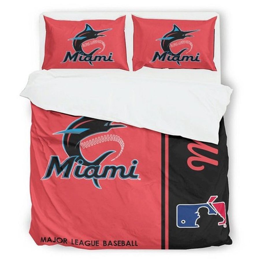 Miami Marlins Mlb Baseball Bedding Sets Duvet Cover Bedroom, Quilt