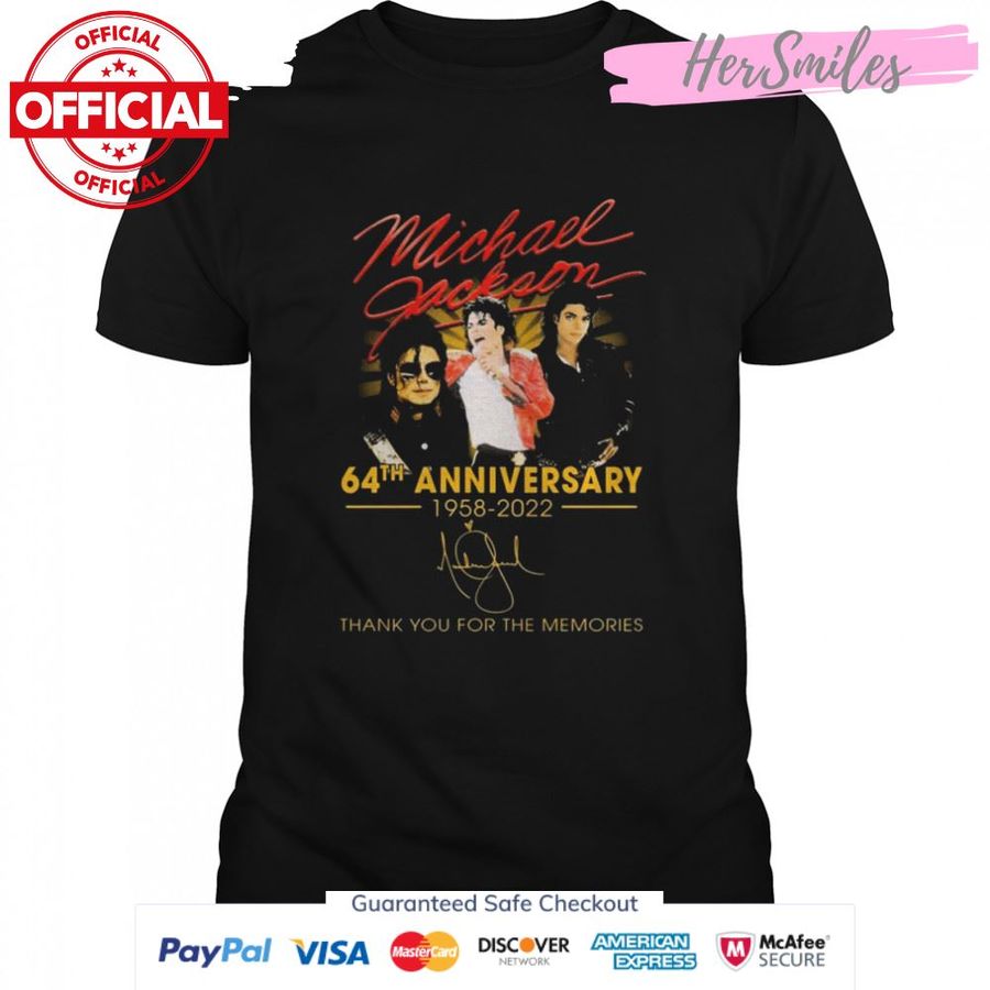 Michael Jackson 64th Anniversary 1958-2022 Signatures Thank You For The Memories Shirt