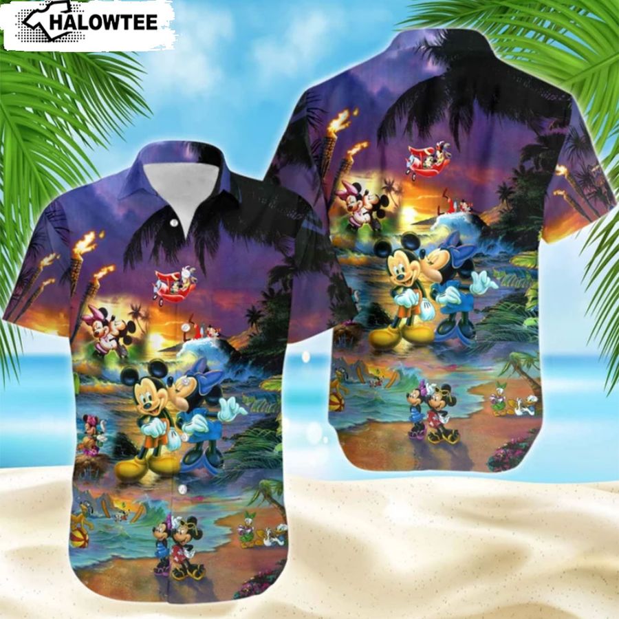 Mickey & Minnie Mouse Sunset Beach Disney Hawaiian Shirt, Mickey Hawaiian Shirt, Mickey Mouse Hawaiian Shirt