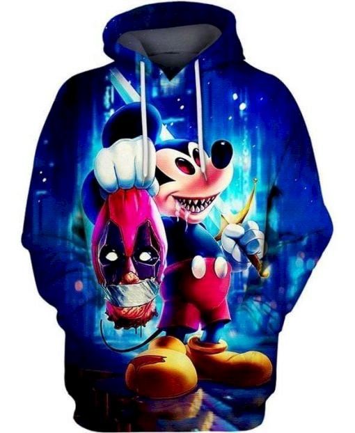 Mickey Kill Deadpool Walt Disney Mavel 3D Hoodie Sweatshirt