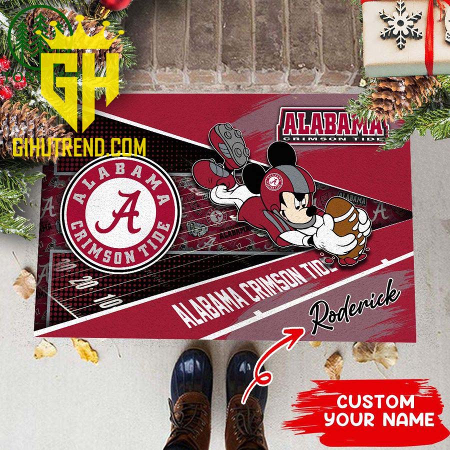 Mickey Mouse Alabama Crimson Tide NCAA1 Custom Name Door Mat