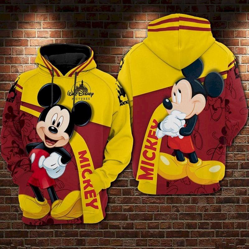 Mickey Mouse Disney Half Red Comic Hoodie Sweater Shirt