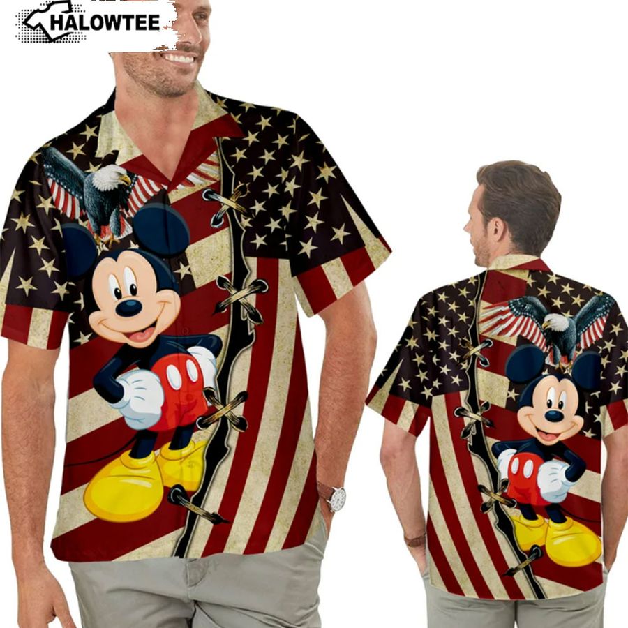 Mickey Mouse Us Flag Hawaiian Shirt, Mickey Hawaiian Shirt, Family Hawaiian Shirt, Mickey Disney
