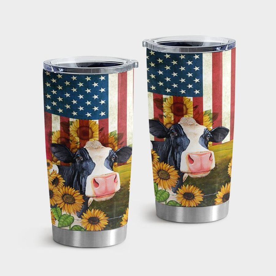Milk Cow Insulated Tumbler, Cows With Sunflowers Tumbler Tumbler Cup 20oz , Tumbler Cup 30oz, Straight Tumbler 20oz