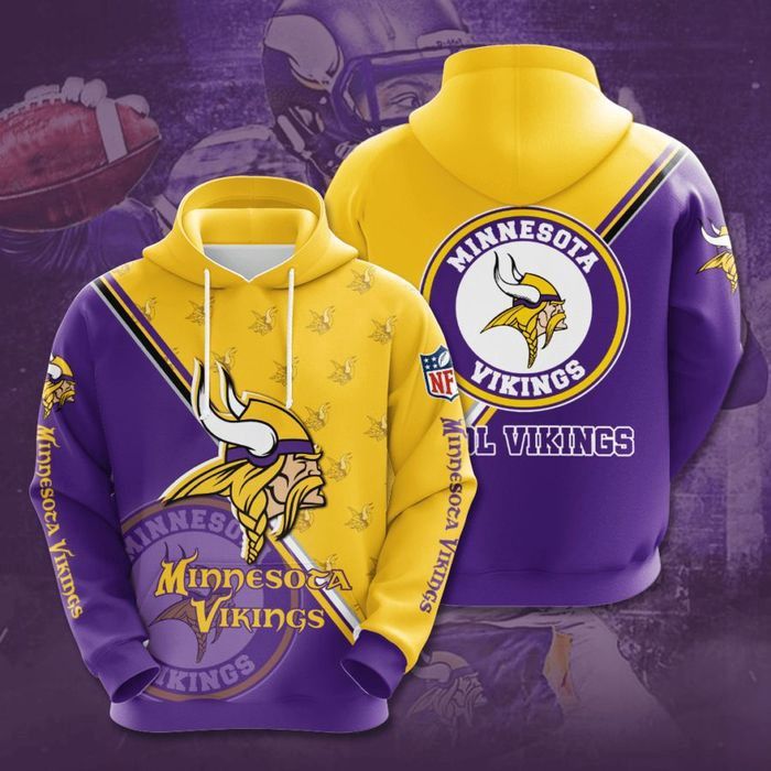 Minnesota Vikings 3D Hooded Pocket Pullover Hoodie Perfect Gift
