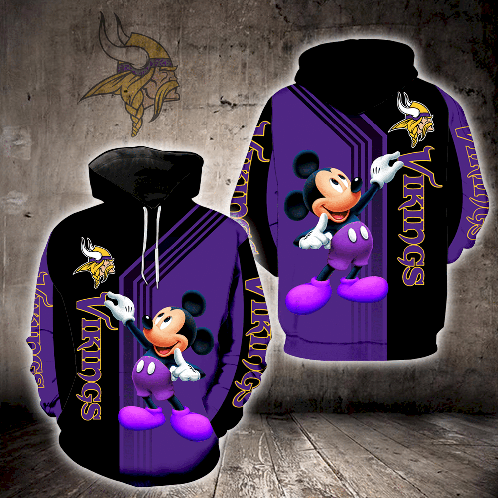 Minnesota Vikings Mickey Mouse New 3D Hoodie For Men And Women