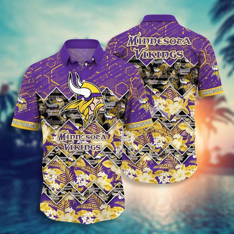 Minnesota Vikings NFL Hawaiian Shirt And Short, Graphic Tropical Pattern 3D Printed Beach Shirt Summer Best Gift For Fan