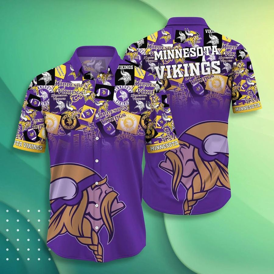 Minnesota Vikings NFL Hawaiian Shirt And Short Trends Summer Short Sleeve Button Down Shirt For Sports Fans