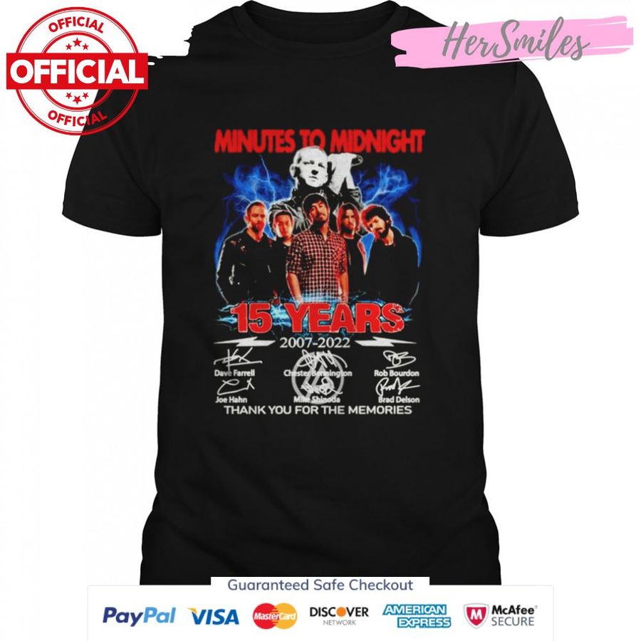 Minutes to midnight 15 years 2007 2022 thank you for the memories signatures shirt