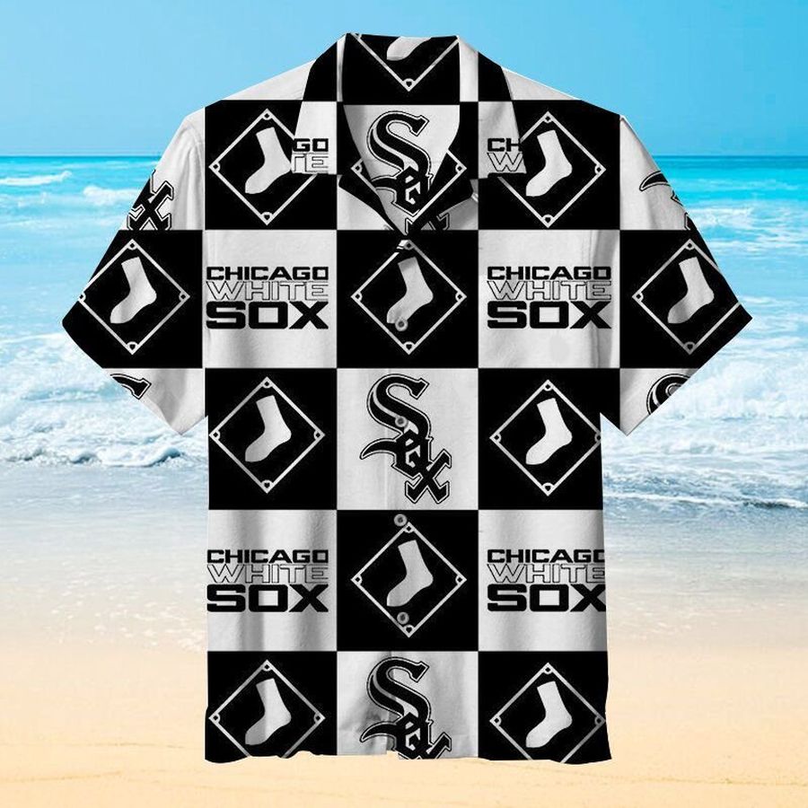 MLB Chicago White Sox Baseball Hawaiian Graphic Print Short Sleeve Hawaiian Shirt L98 - 7700