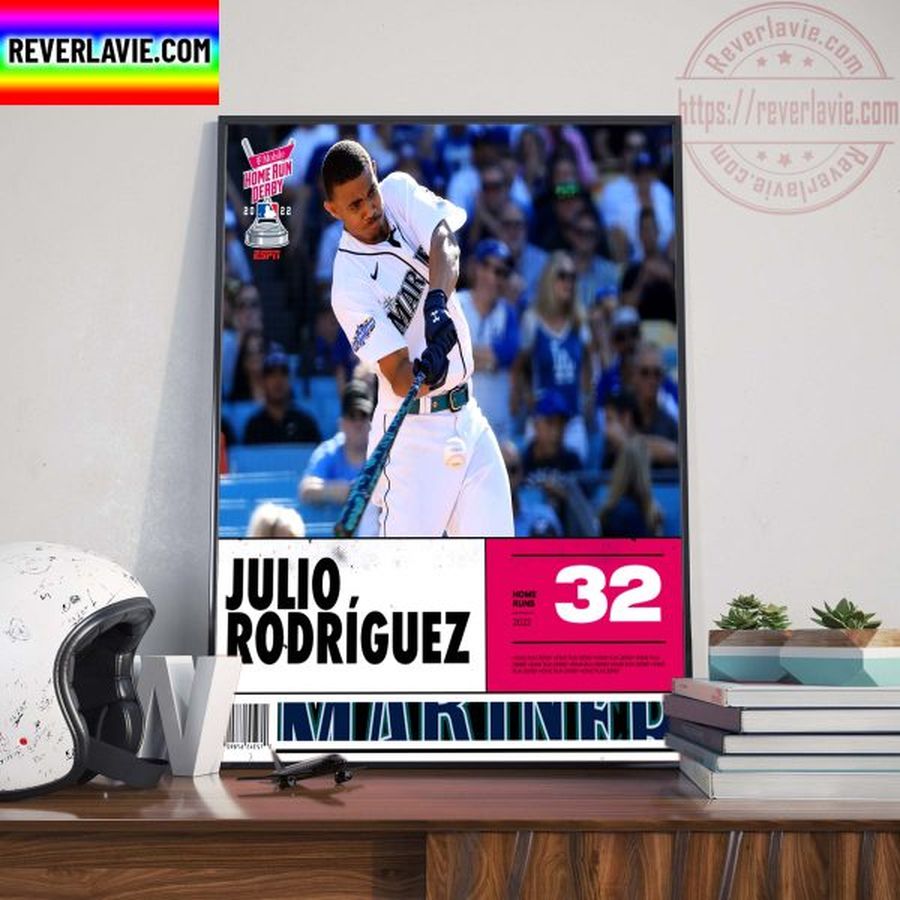 MLB Seattle Mariners Julio Rodriguez 32 Home Run 2022 Home Decor Poster Canvas