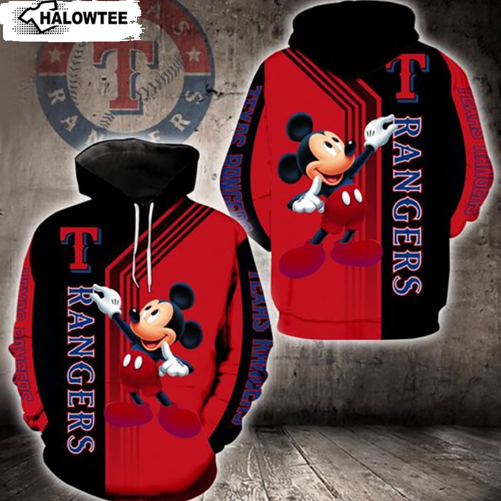 MLB Texas Rangers Mickey Mouse MLB 3D Hoodie Size From S to 5XL