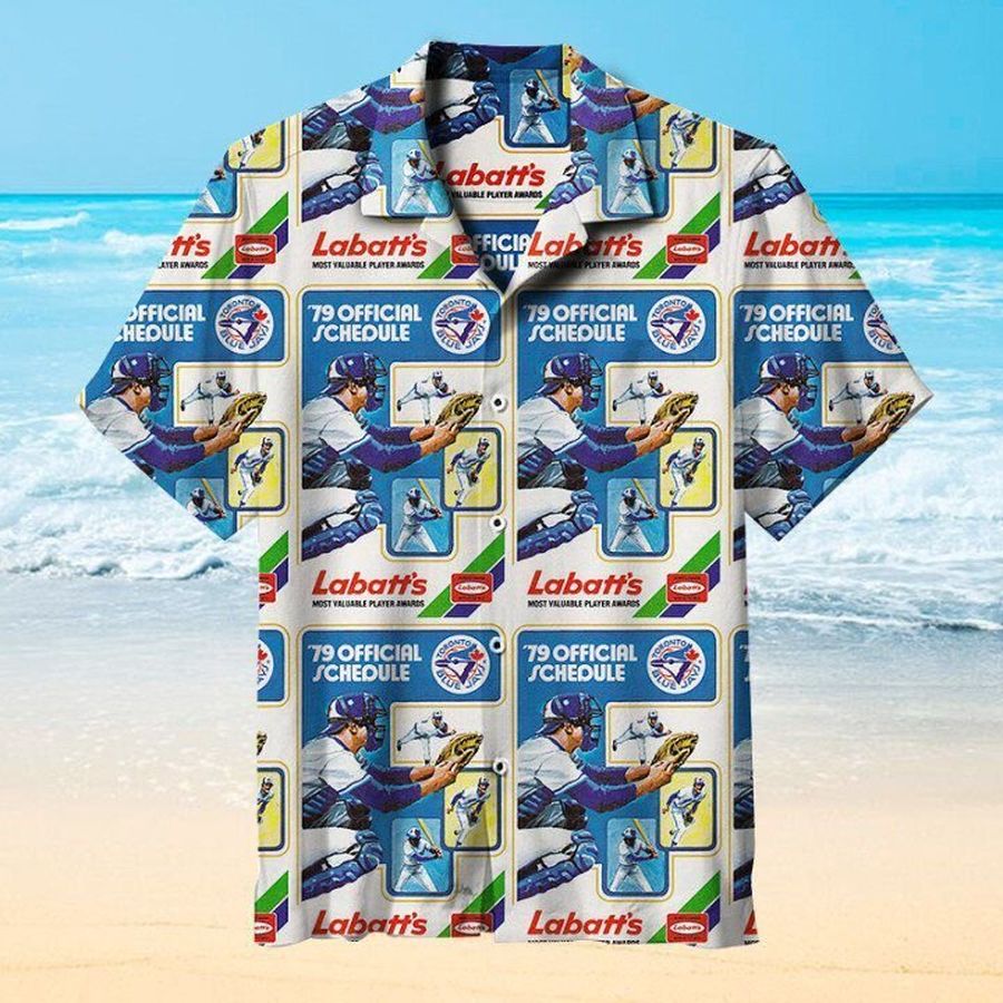 	MLB Toronto Blue Jays Hawaiian Graphic Print Short Sleeve Hawaiian Shirt L98 - 2170		