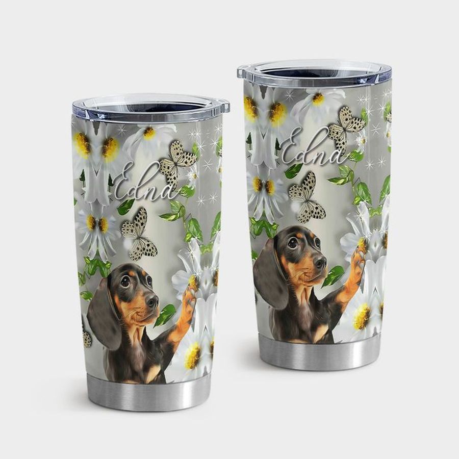 Monarch New Tumbler, Dachshund With Daisy And Butterfly Tumbler Tumbler Cup 20oz , Tumbler Cup 30oz, Straight Tumbler 20oz