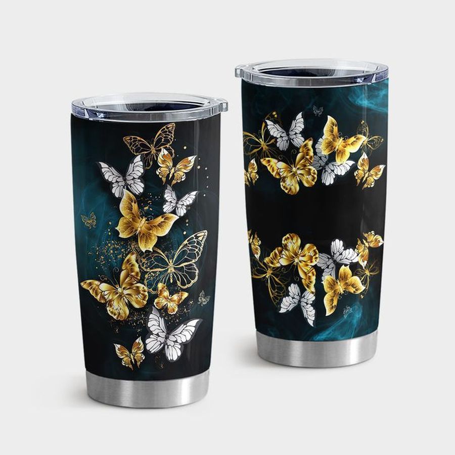 Monarch Tumbler With Lid, Golden Butterfly Tumbler Tumbler Cup 20oz , Tumbler Cup 30oz, Straight Tumbler 20oz