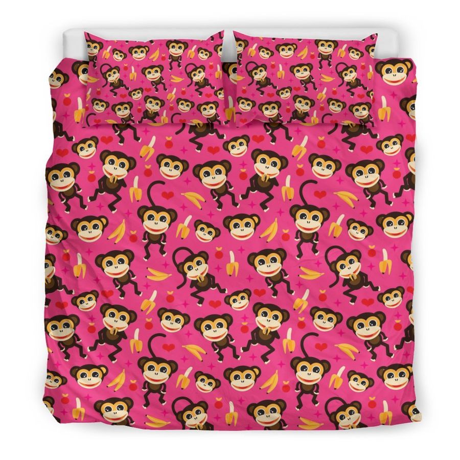 Monkey Banana Pattern Print Duvet Cover Bedding Set