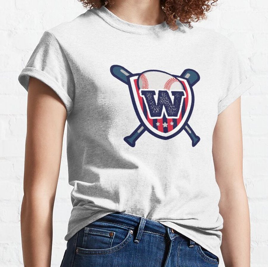Monogram W Baseball Bat and Ball Shield Classic T-Shirt