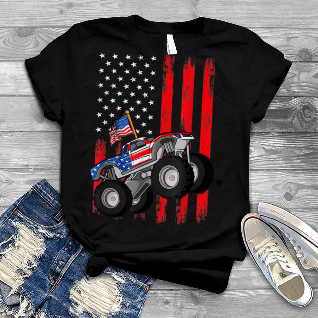 Monster Truck Shirt, Toddler Boys American Flag July 4th T Shirt