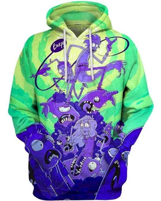 Monster War Rick And Morty Pullover And Zippered Hoodies Custom 3D Graphic Printed 3D Hoodie All Over Print Hoodie For Men For Women