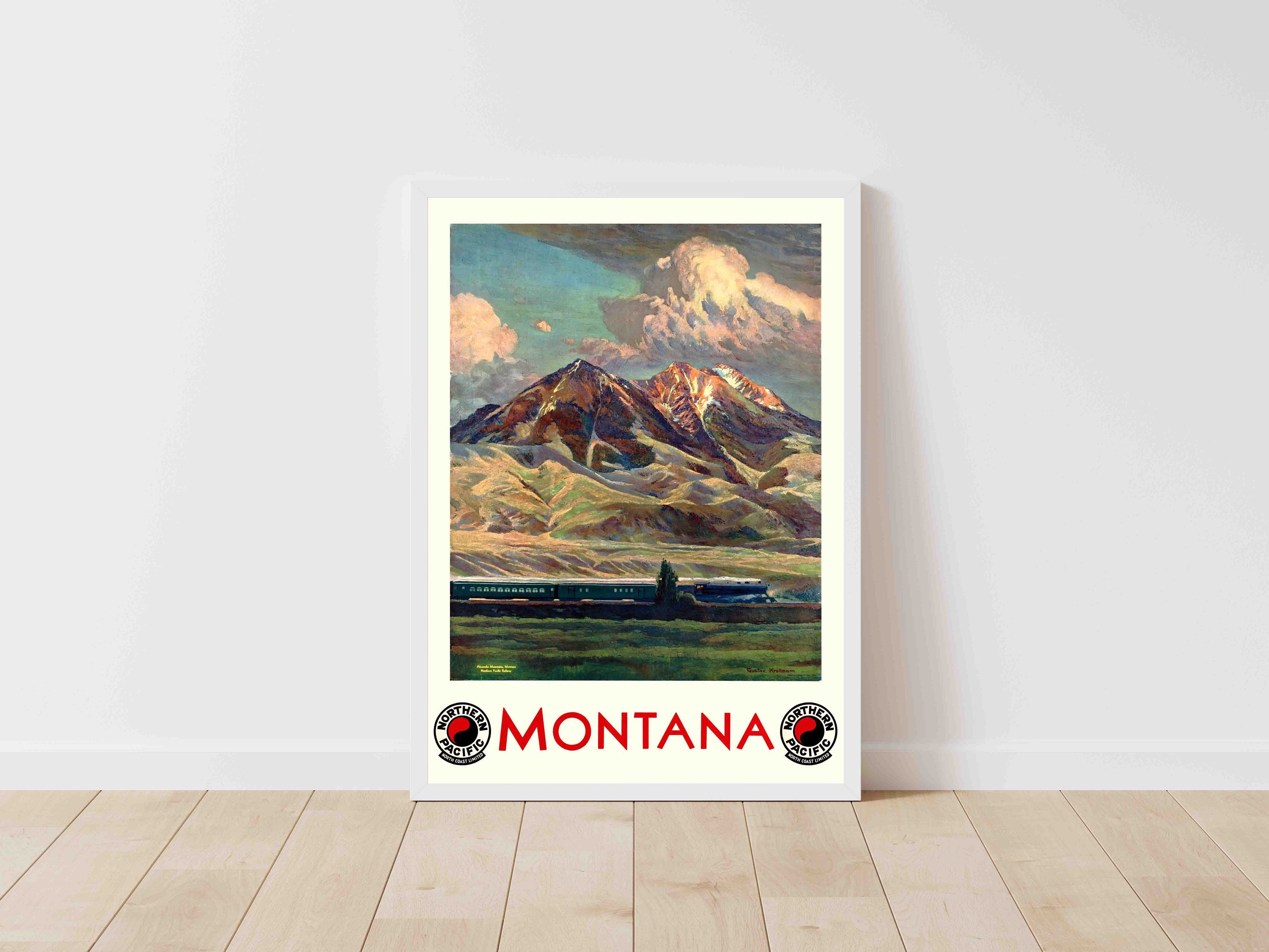 Montana United States Vintage Travel Poster - FramedUnframed