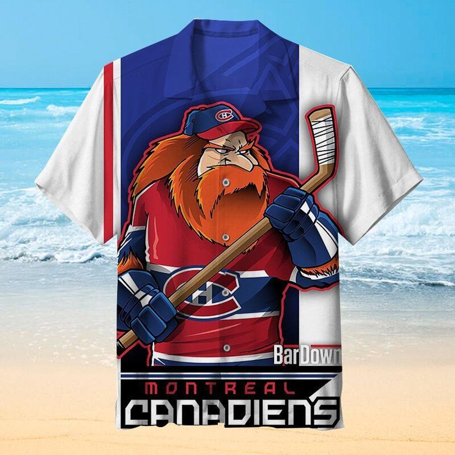 Montreal Canadiens NHL 5 Hawaiian Graphic Print Short Sleeve Hawaiian Shirt L98