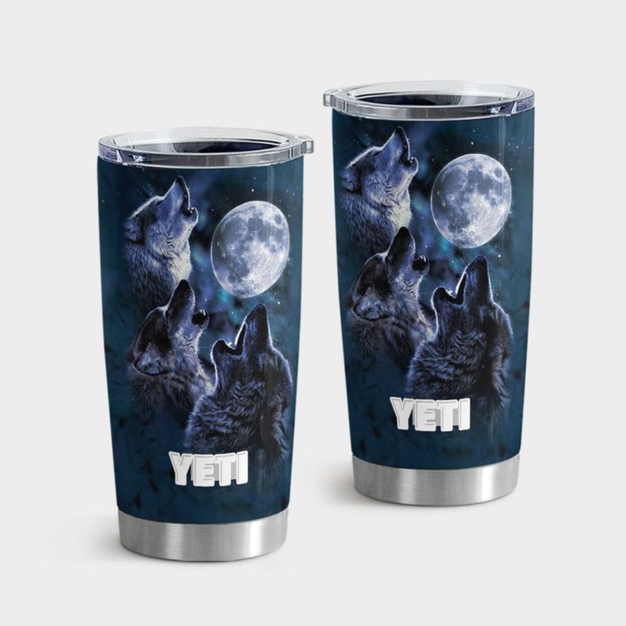Moon Stainless Steel Tumbler, Howling Wolves At Moon Tumbler Tumbler Cup 20oz , Tumbler Cup 30oz, Straight Tumbler 20oz